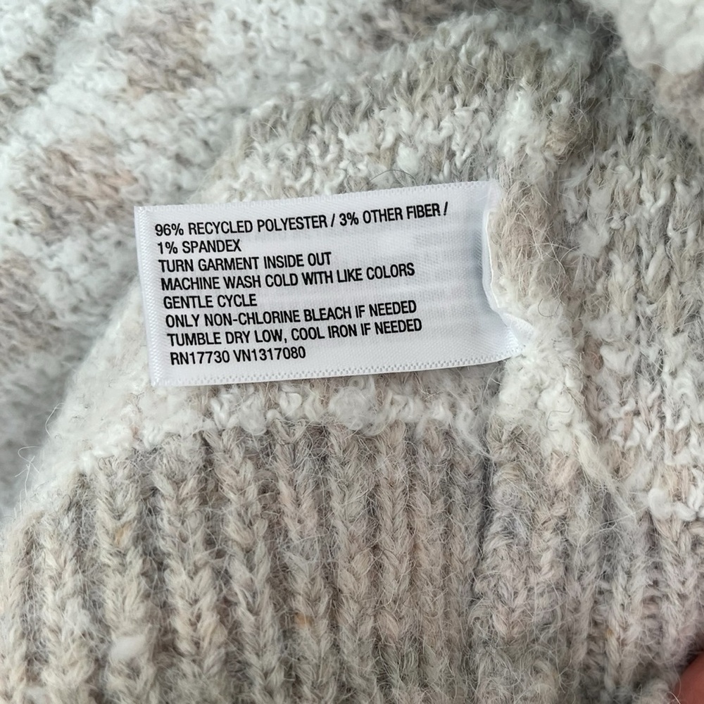 Knox Rose Aztec fair isle button pullover sweater taupe white black S - Picture 11 of 11